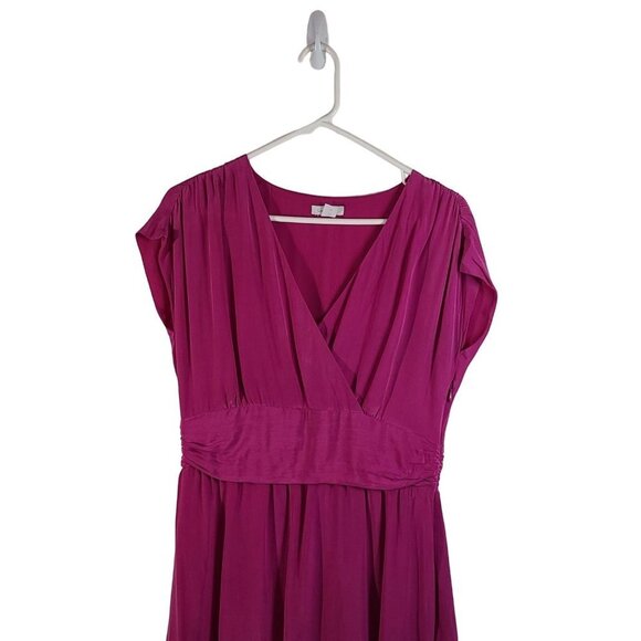 Garnet Hill 100% Silk V Neck Empire Waist Pink Dress Size‎ 8 - Picture 2 of 8